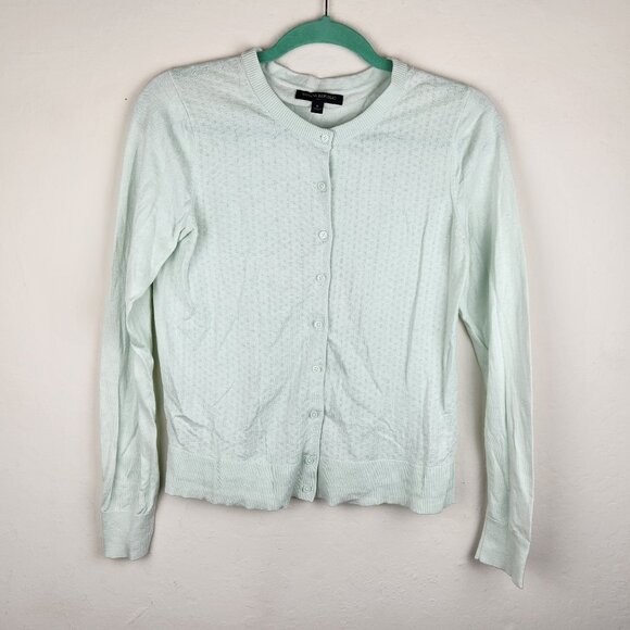 Banana Republic Factory Pointelle Knit Lightweight Button Up Cardigan Blue sz S - Picture 1 of 9